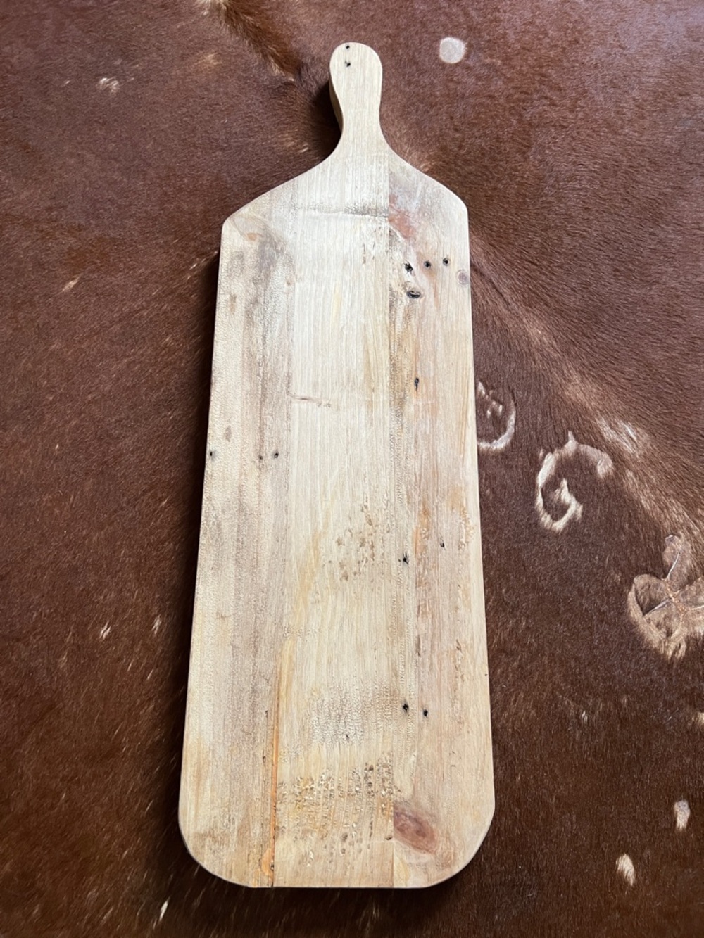 Long Rectangular Wooden Serving Board with Handle - Natural Wood - unfinished